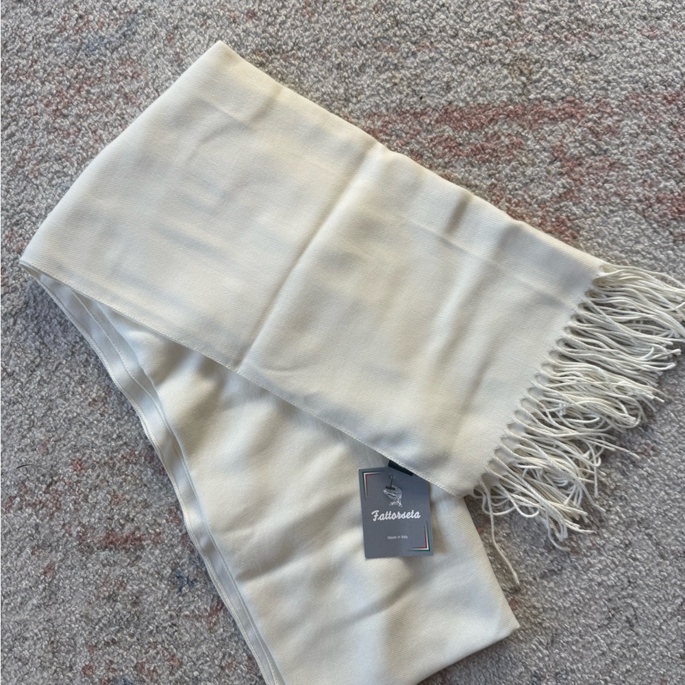Cream Fringe Scarf - Women's Accessory
